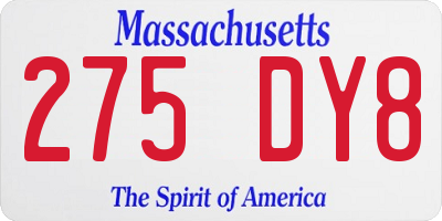 MA license plate 275DY8