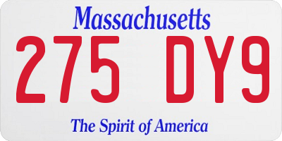 MA license plate 275DY9