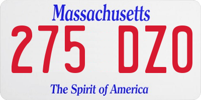 MA license plate 275DZ0