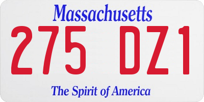 MA license plate 275DZ1