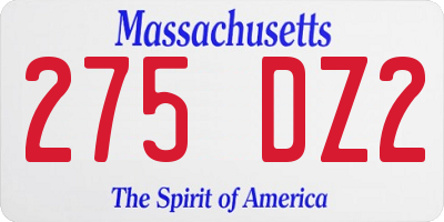 MA license plate 275DZ2