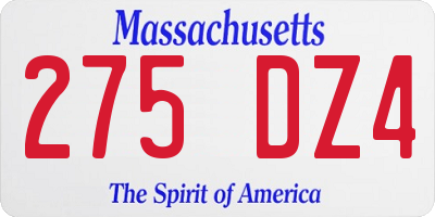 MA license plate 275DZ4