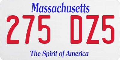 MA license plate 275DZ5