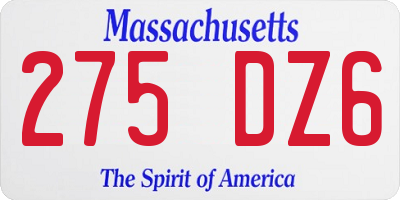 MA license plate 275DZ6