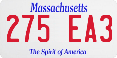 MA license plate 275EA3