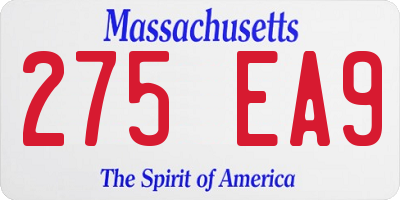 MA license plate 275EA9