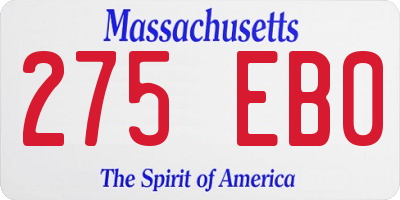 MA license plate 275EB0