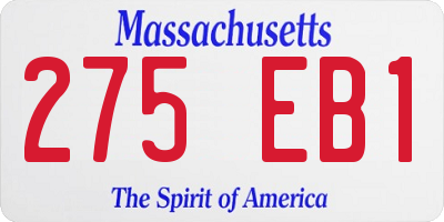 MA license plate 275EB1