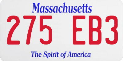 MA license plate 275EB3