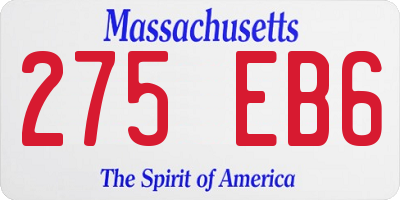 MA license plate 275EB6
