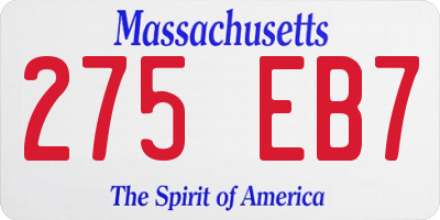 MA license plate 275EB7