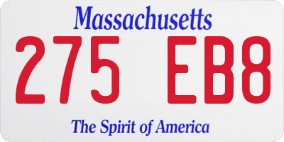 MA license plate 275EB8