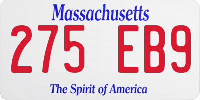MA license plate 275EB9