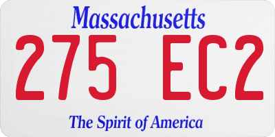 MA license plate 275EC2