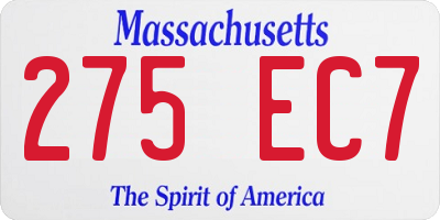 MA license plate 275EC7