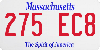MA license plate 275EC8