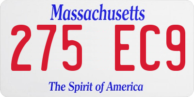 MA license plate 275EC9