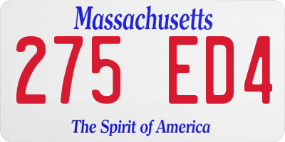 MA license plate 275ED4