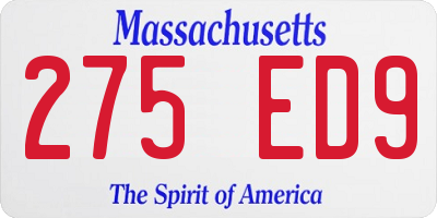 MA license plate 275ED9