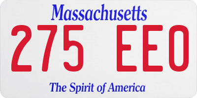 MA license plate 275EE0