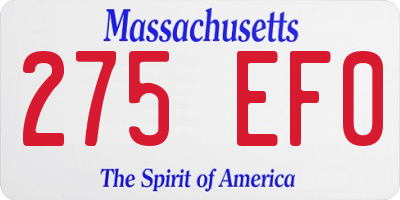 MA license plate 275EF0