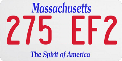 MA license plate 275EF2