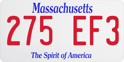 MA license plate 275EF3