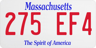 MA license plate 275EF4