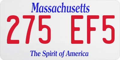 MA license plate 275EF5