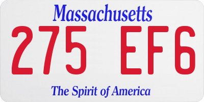 MA license plate 275EF6