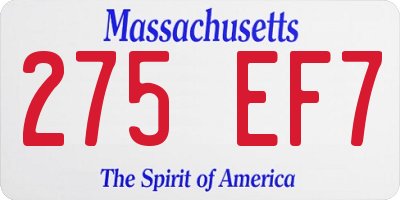 MA license plate 275EF7