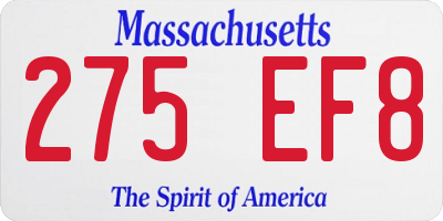 MA license plate 275EF8