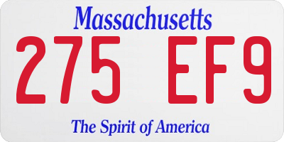MA license plate 275EF9