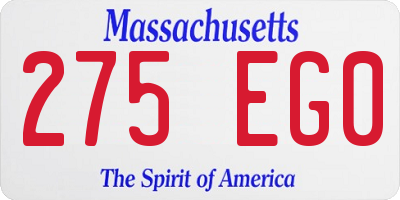 MA license plate 275EG0