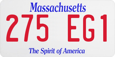 MA license plate 275EG1