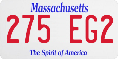 MA license plate 275EG2