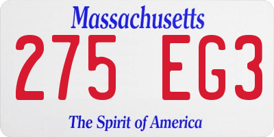MA license plate 275EG3