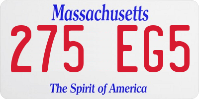 MA license plate 275EG5