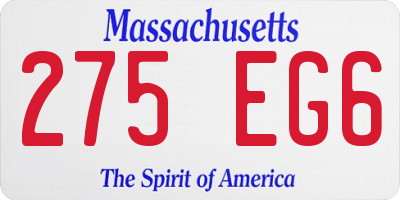 MA license plate 275EG6