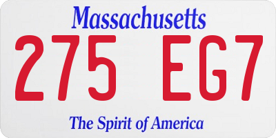 MA license plate 275EG7