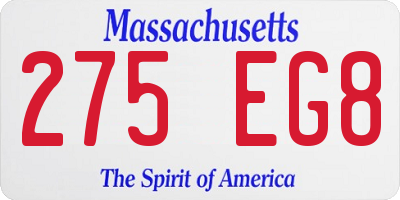 MA license plate 275EG8