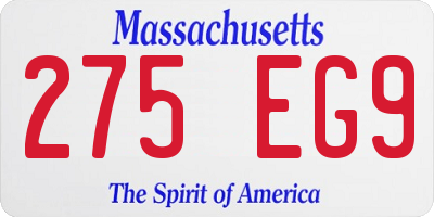 MA license plate 275EG9