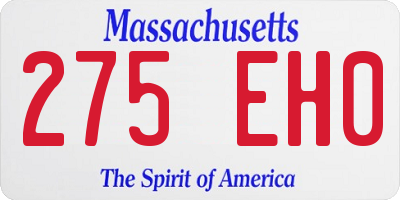 MA license plate 275EH0