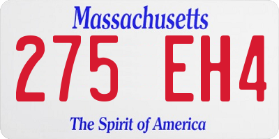 MA license plate 275EH4