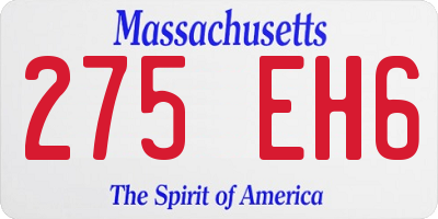 MA license plate 275EH6