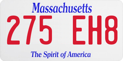 MA license plate 275EH8