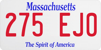 MA license plate 275EJ0