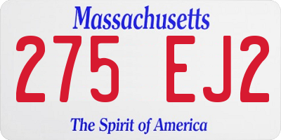 MA license plate 275EJ2
