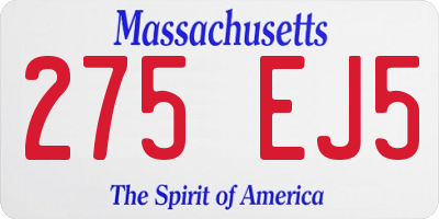 MA license plate 275EJ5