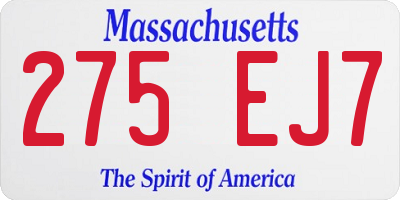 MA license plate 275EJ7